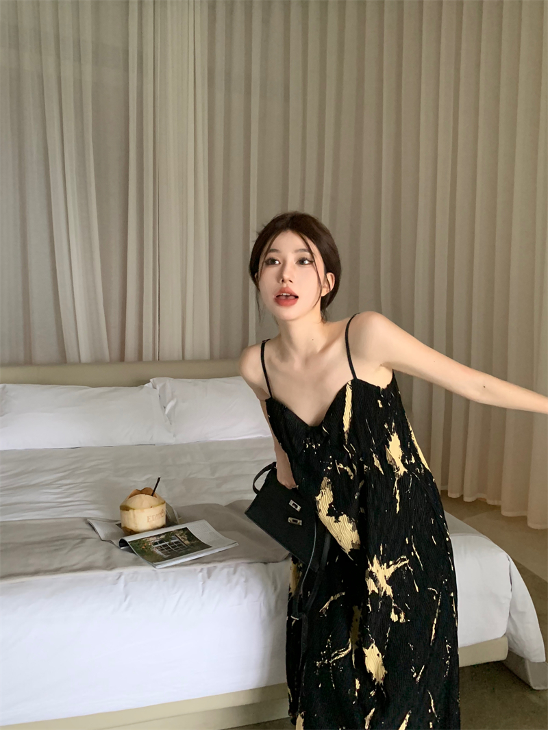 Ink France style jumpsuit vacation long dress for women