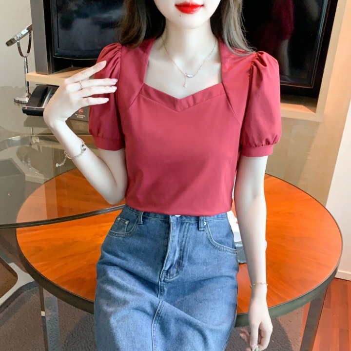 Square collar summer T-shirt pullover tops for women