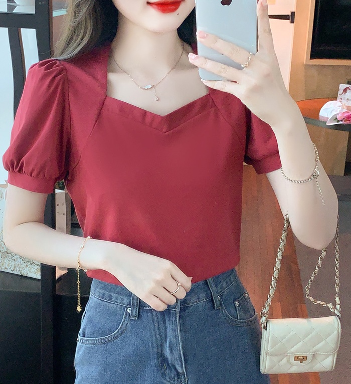 Square collar summer T-shirt pullover tops for women