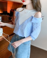 Stripe Korean style shirt short sleeve pullover tops