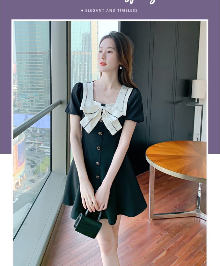 Spring and summer sweet summer slim bow dress
