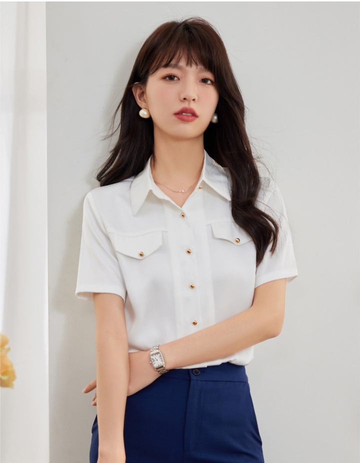 White short sleeve tops simple pure shirt for women