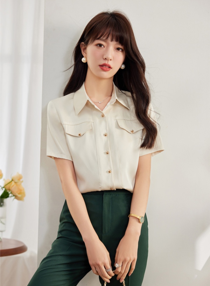 White short sleeve tops simple pure shirt for women