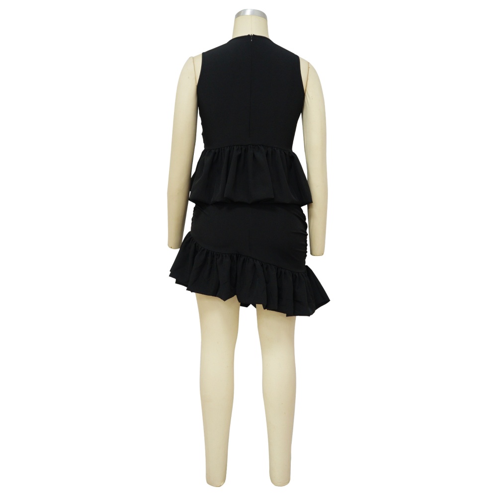 Sleeveless fashion pure short skirt 2pcs set for women