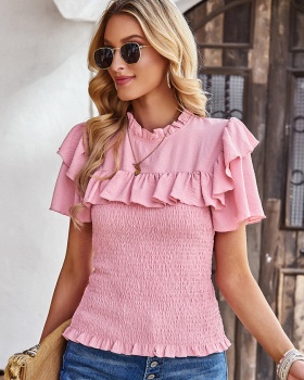 Temperament lace shirt short sleeve summer tops for women