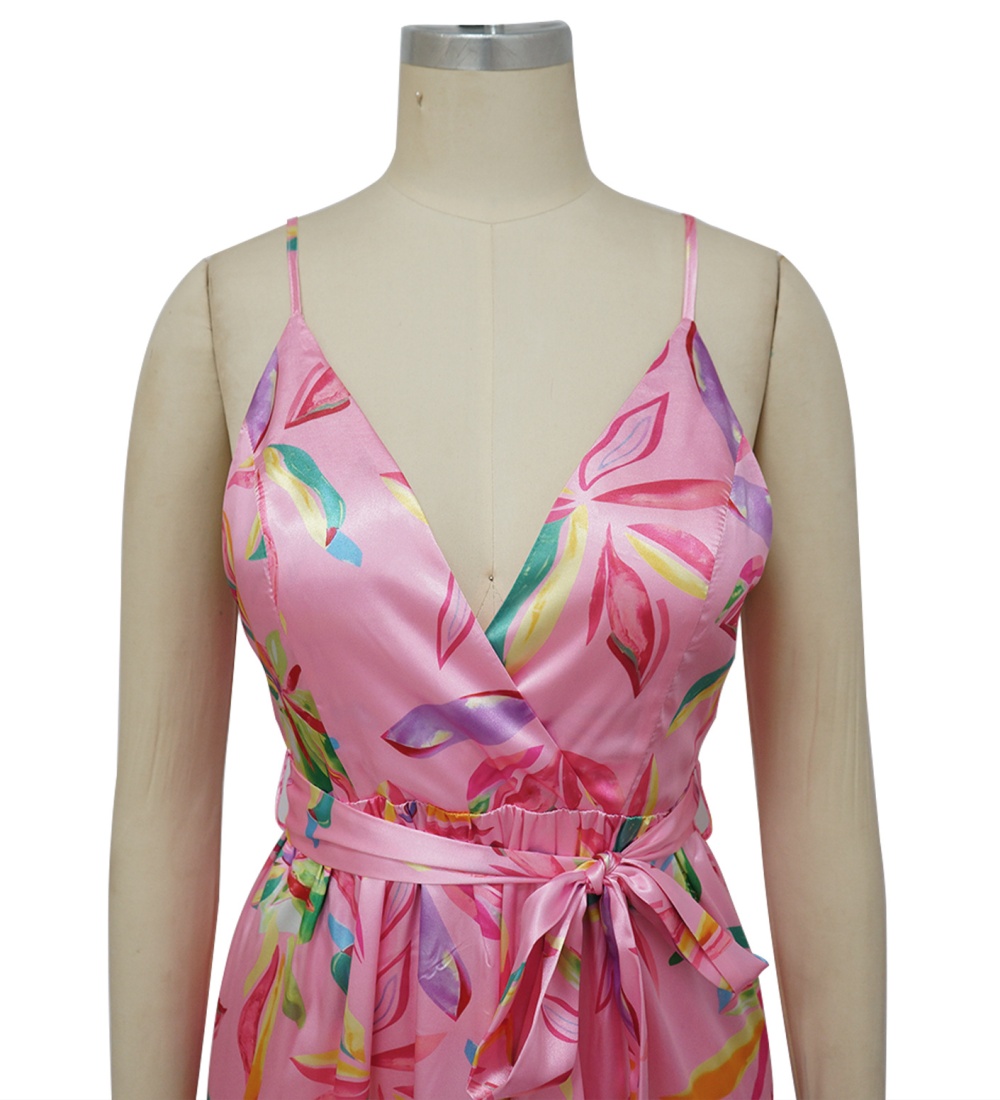 Sandy beach imitation silk sling dress for women