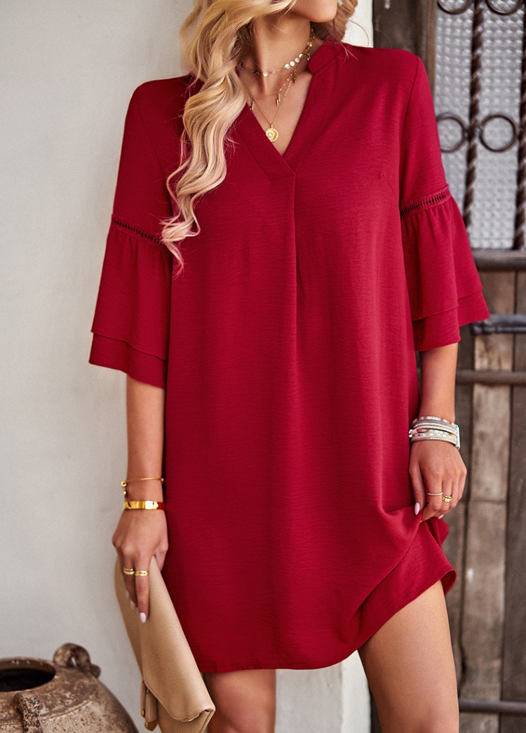 European style pure T-back summer loose dress for women