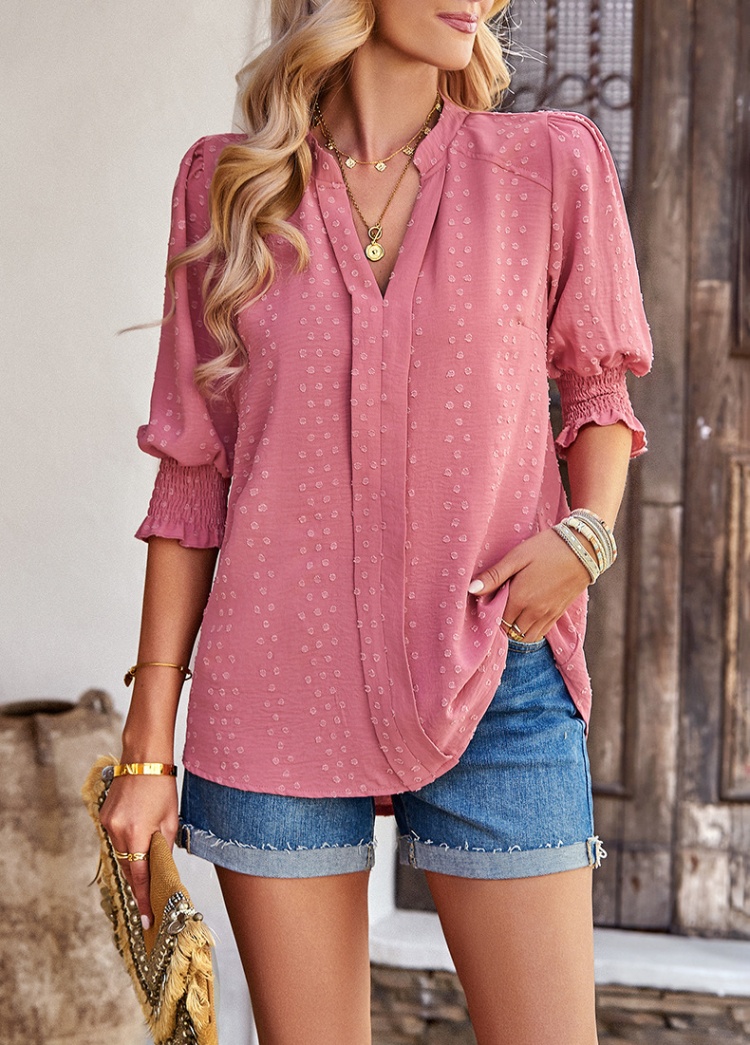 Spring and summer tops jacquard shirt for women