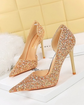 Slim hollow sexy European style  sequins shoes