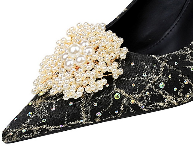 Metal fine-root pointed rhinestone shoes for women