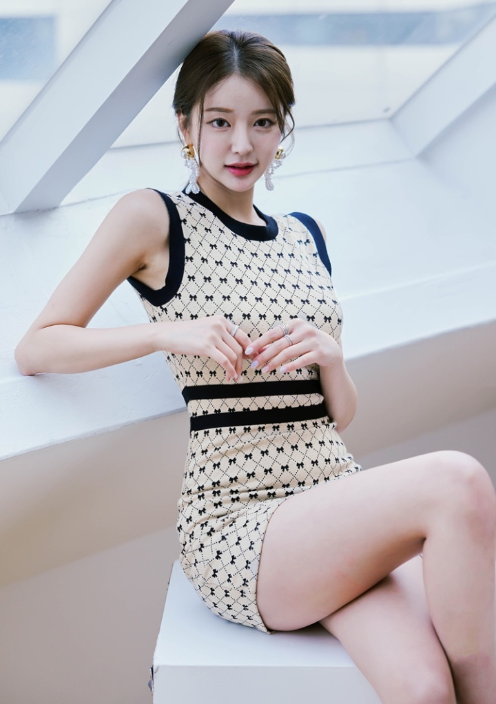 Summer jacquard package hip Korean style slim dress