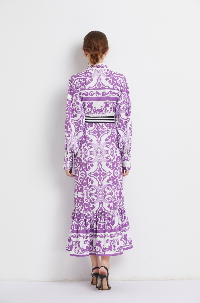 Bohemian style printing printing and dyeing dress