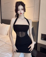 Gauze tight spicegirl splice sling sexy black dress