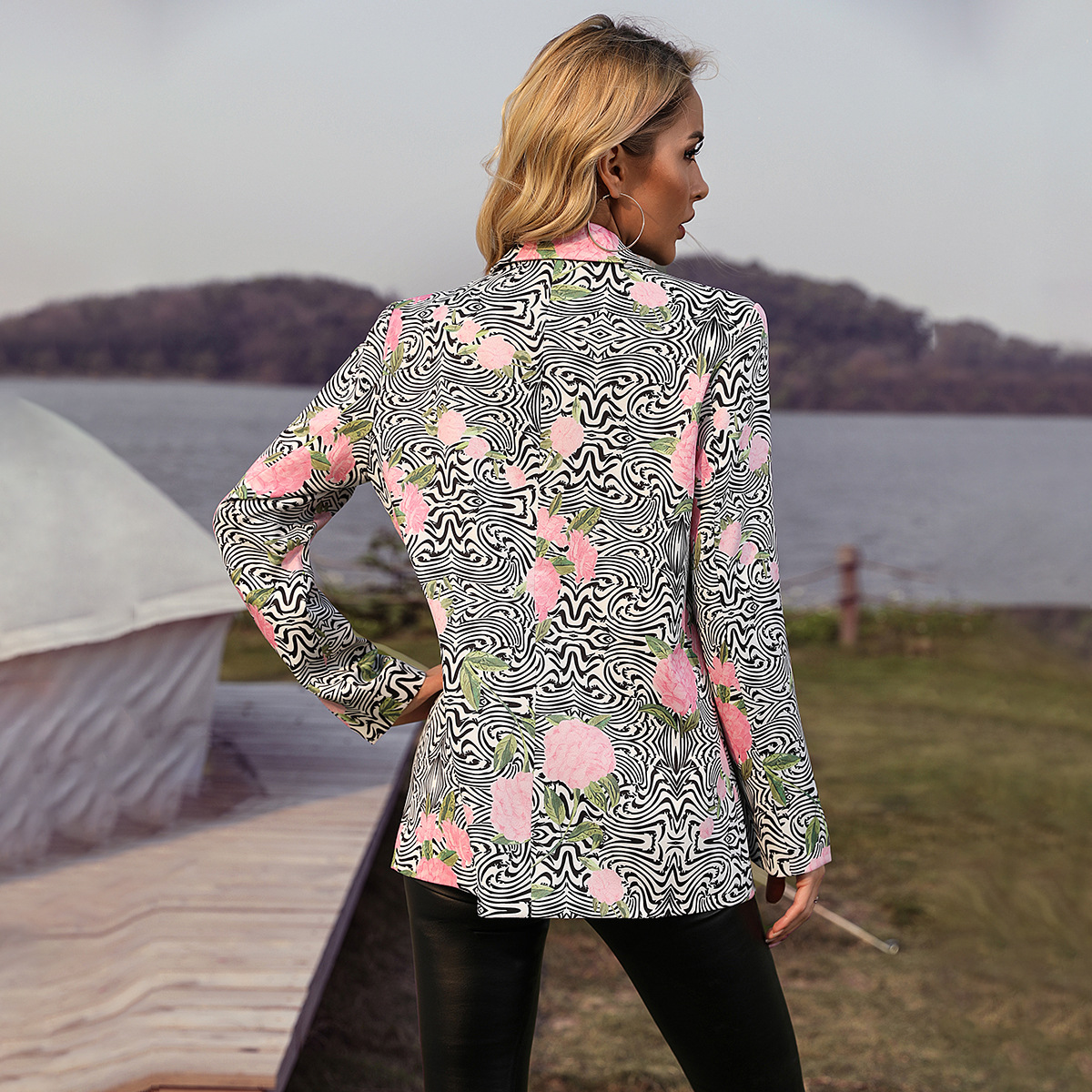 Fashion printing business suit spring coat