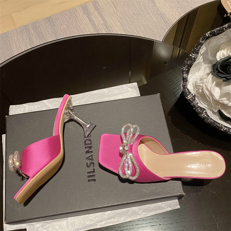 High-heeled bow crystal rhinestone sandals