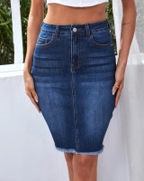 Slim pencil skirt European style denim skirt for women
