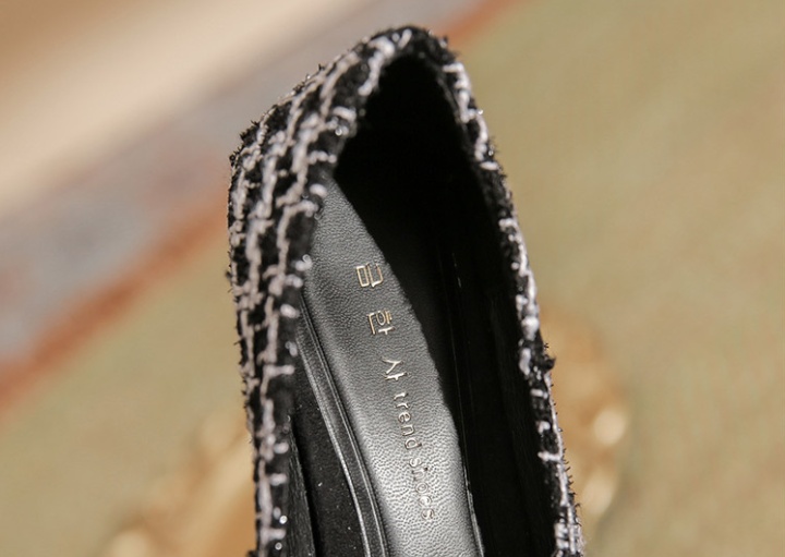 Rhinestone buckle splice plaid shoes for women