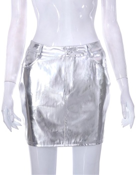 Splice metal street skirt personality summer short skirt