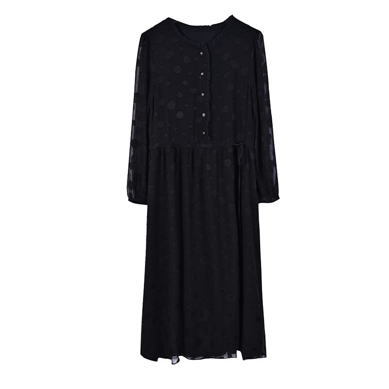 Temperament black large yard long sleeve summer dress