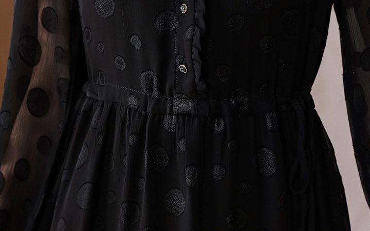 Temperament black large yard long sleeve summer dress