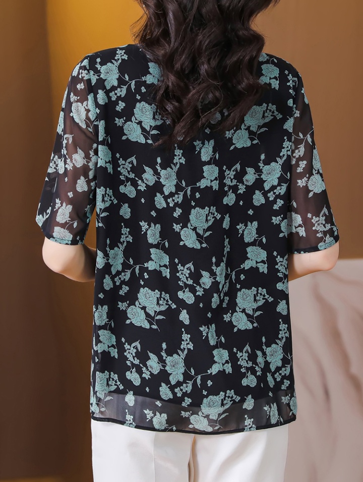 V-neck pullover chiffon shirt summer noble tops for women