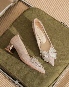 Spring high-heeled shoes bow wedding shoes for women