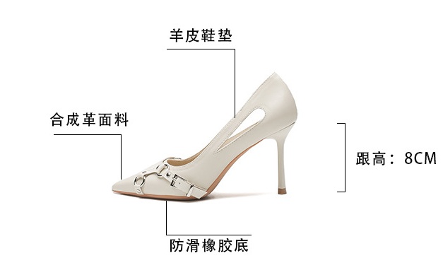 Spring sheepskin high-heeled shoes all-match fine-root shoes