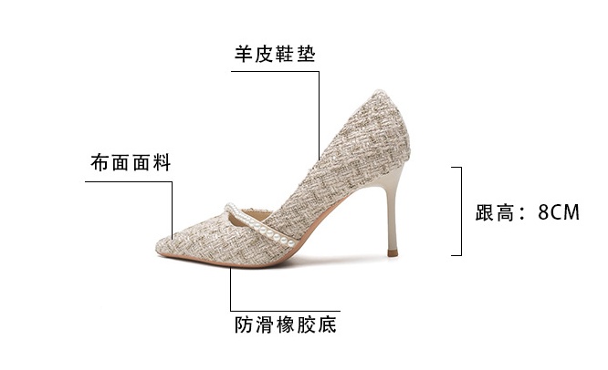 Spring weave shoes pointed high-heeled shoes for women
