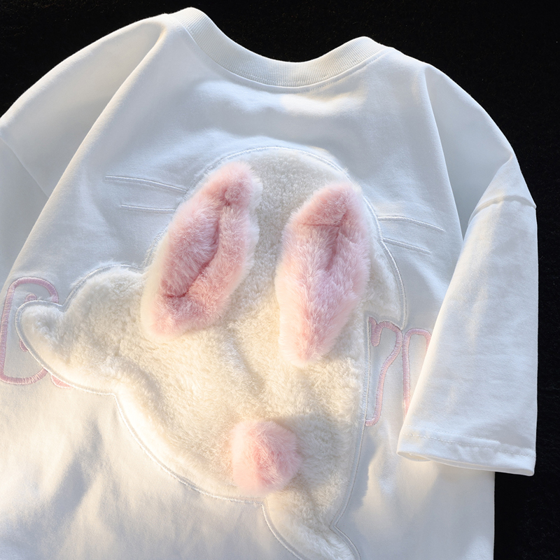 Quality pure cotton fluffy flocking short sleeve T-shirt