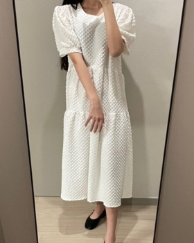 Summer sweet Korean style quilted puff sleeve dress