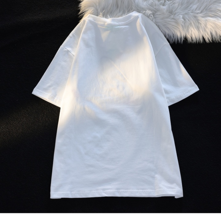Flocking pure cotton short sleeve T-shirt for women