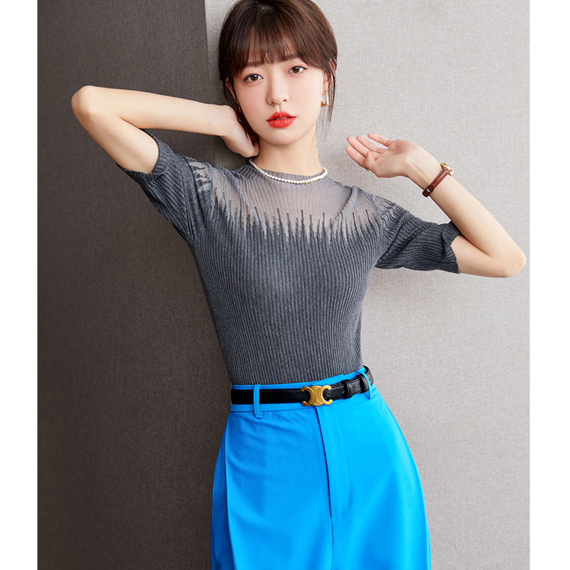 Gradient summer knitted pullover bottoming shirt