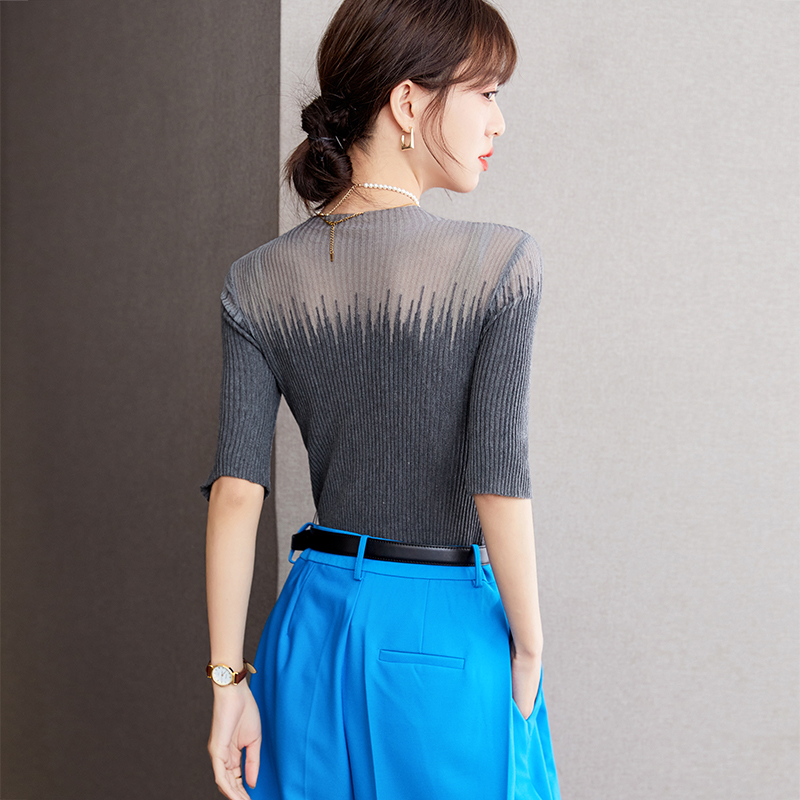 Gradient summer knitted pullover bottoming shirt