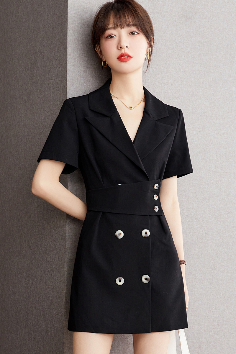 France style summer business suit black dress