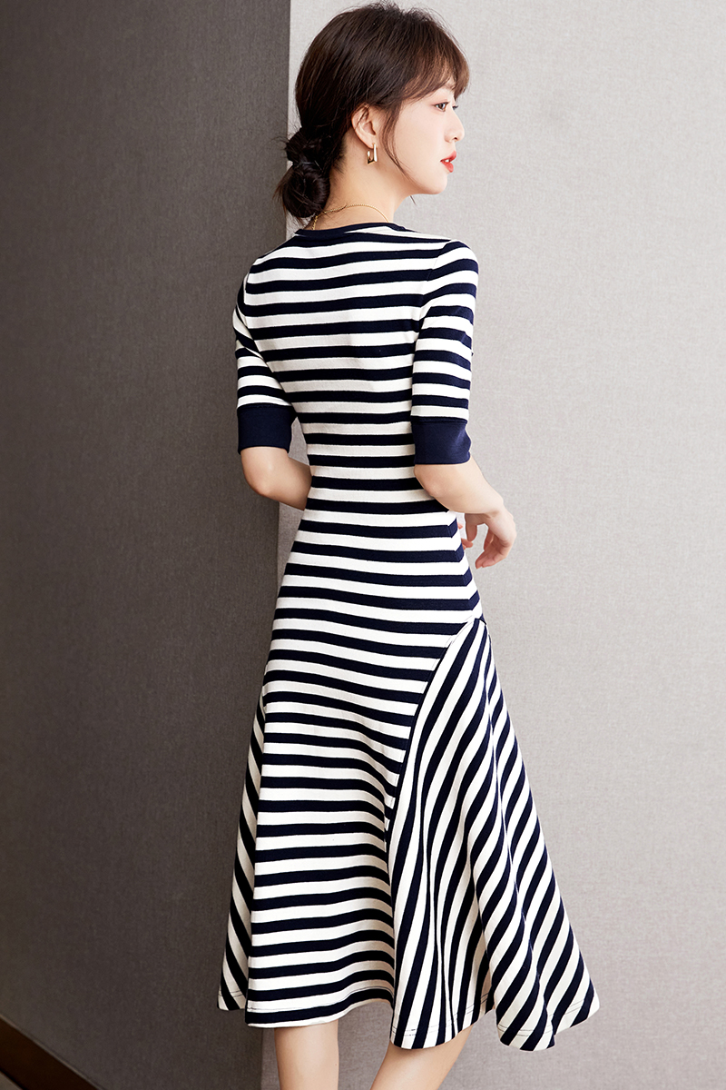 Short sleeve Casual lazy casual summer stripe retro dress