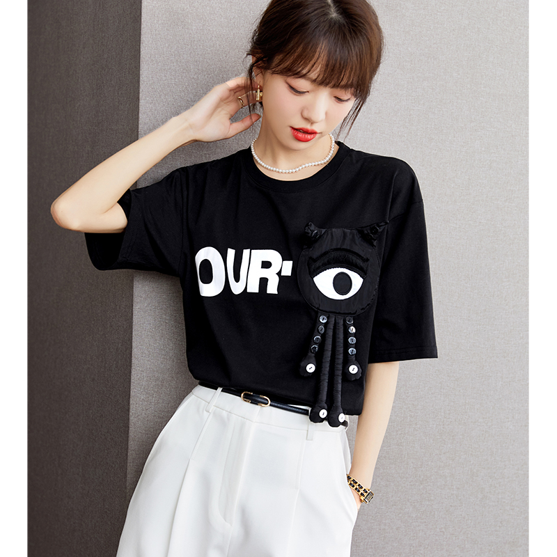 Summer short sleeve tops loose T-shirt for women