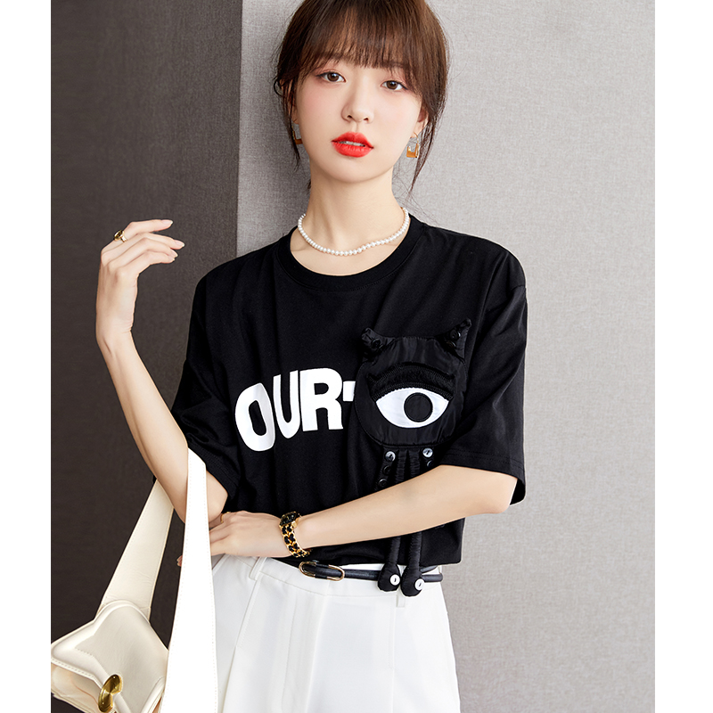 Summer short sleeve tops loose T-shirt for women