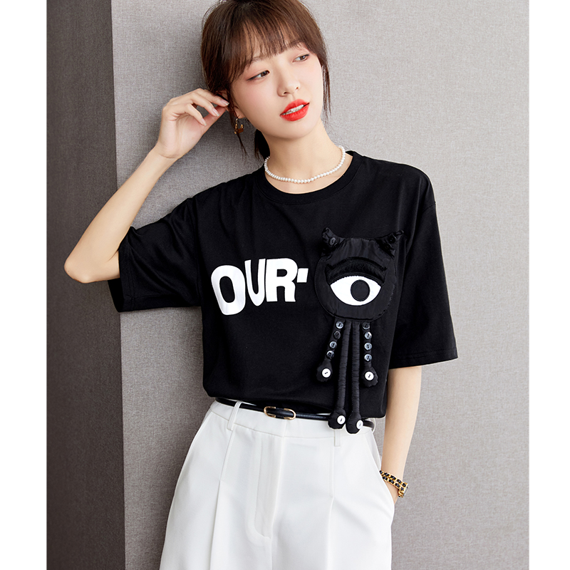 Summer short sleeve tops loose T-shirt for women