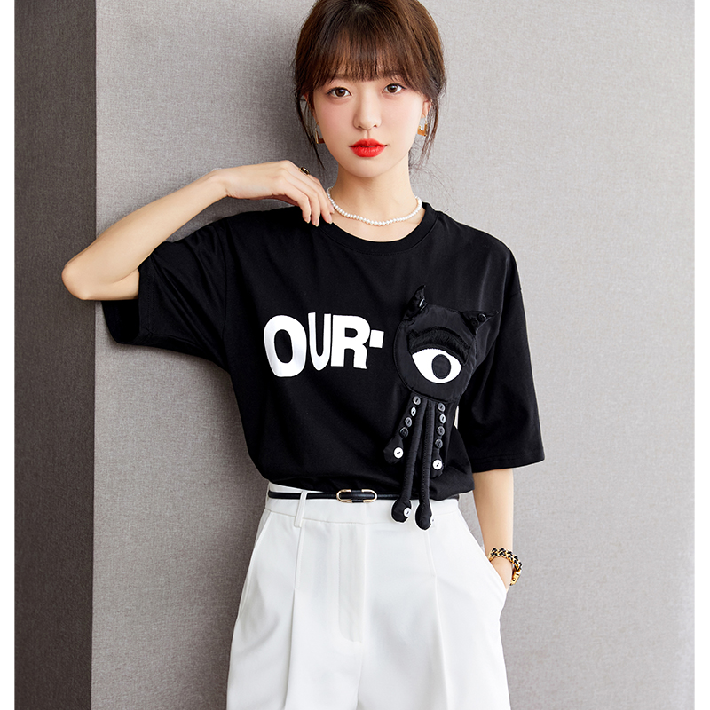 Summer short sleeve tops loose T-shirt for women