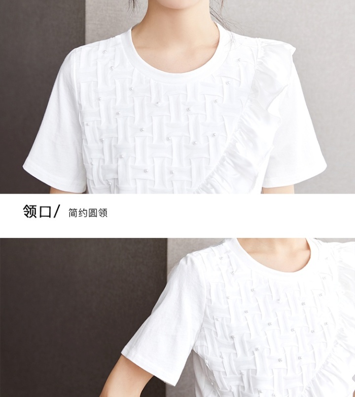 Korean style summer white splice T-shirt