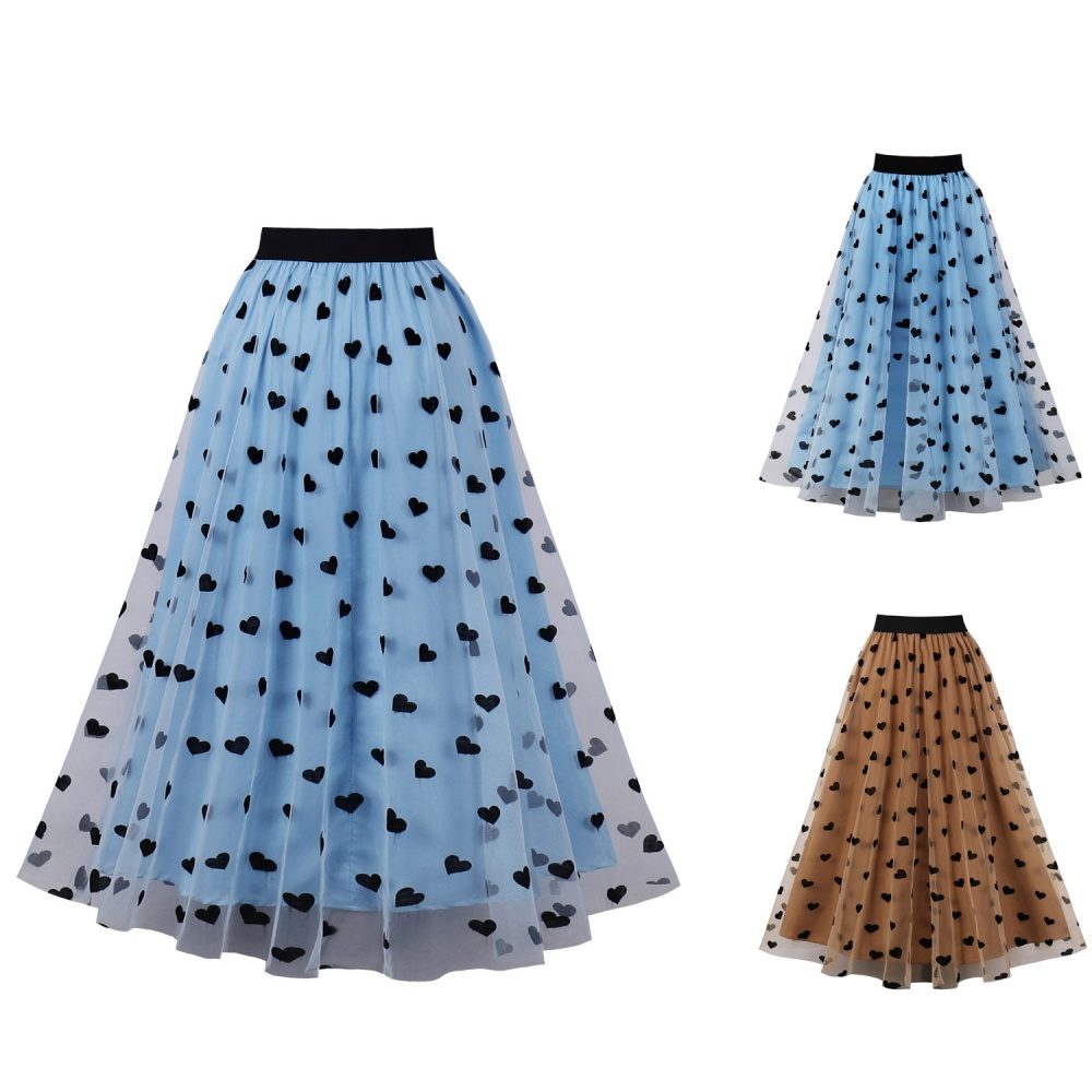 Gauze retro puff skirt printing big skirt skirt