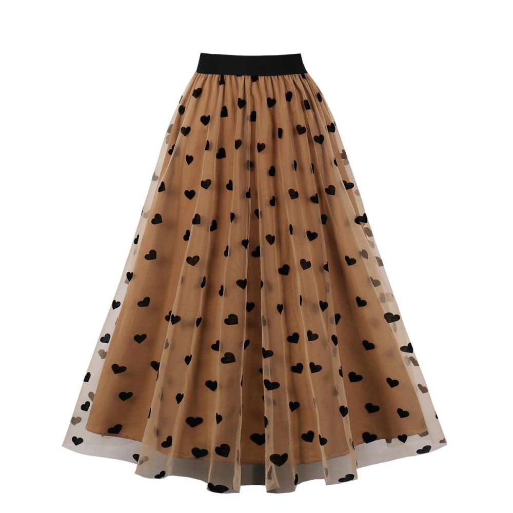 Gauze retro puff skirt printing big skirt skirt