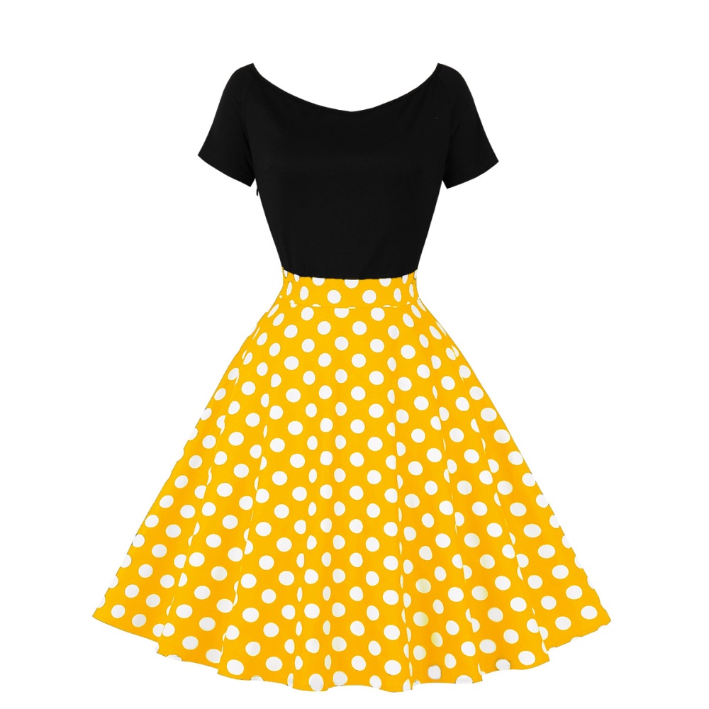 European style polka dot retro short sleeve dress