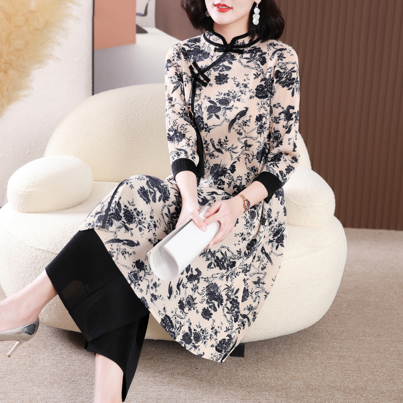 Chinese style cheongsam retro dress 2pcs set for women