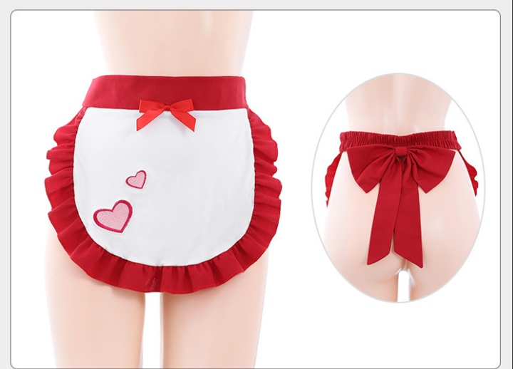 Apron maid uniform playful bow stockings a set for women