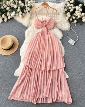 France style seaside dress irregular long dress for women