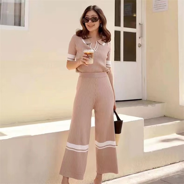 Wide leg pants 2pcs set for women