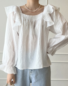 Square collar chiffon shirt Korean style summer tops