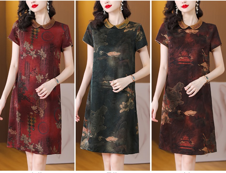 Summer silk dress real silk cheongsam for women