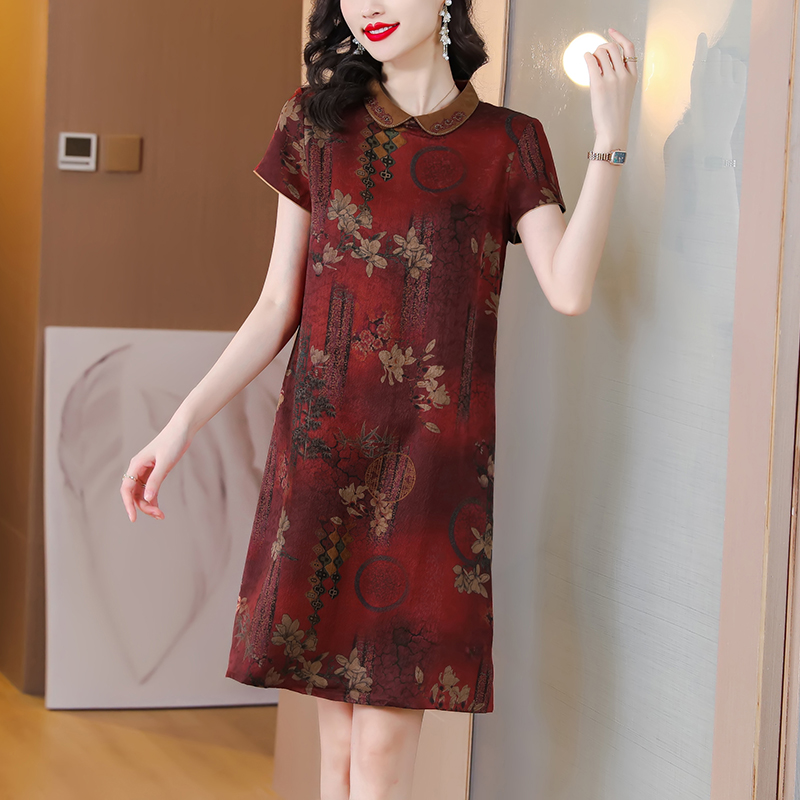 Summer silk dress real silk cheongsam for women